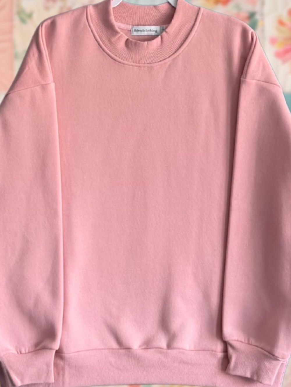 Mockneck Sweatshirt Pink 100% Cotton